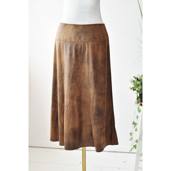 christopher and banks Midi Skirt Womans S Faux Leather Fit Flare Mermaid Boho - Picture 6 of 9